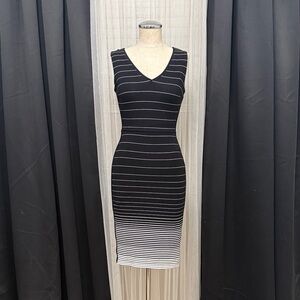 Elegant Black and White Striped Dress